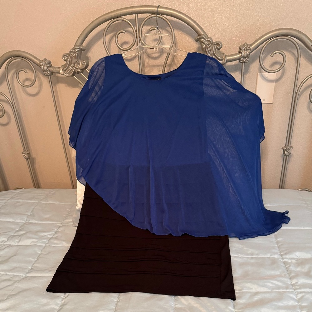 Black and royal blue knee length dress